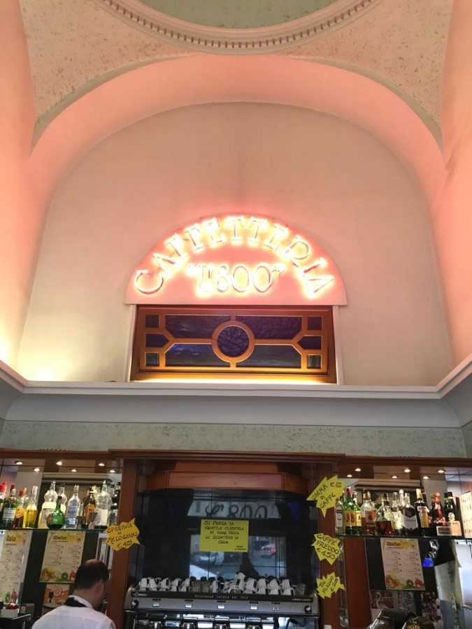 Bar interior showing traditional coffee and cocktail culture in Italy